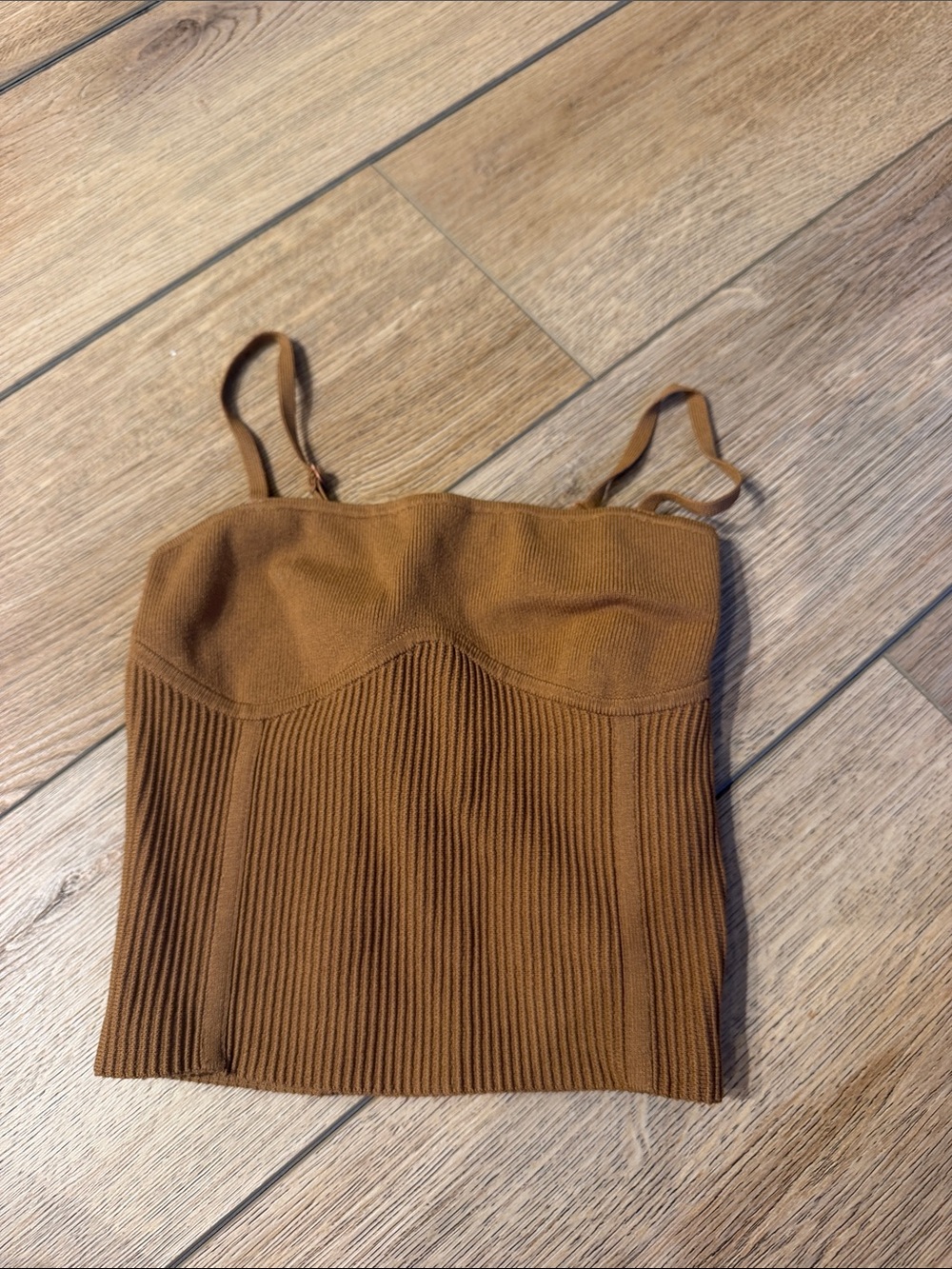 Brown Ribbed Knit Cami Top - Women